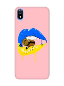 Матовий рожевий чохол на Xiaomi Redmi 7A :: Губи і патрон (принт 264)