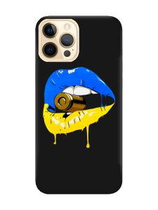 Матовий чорний чохол на Apple iPhone 12 Pro Max :: Губи і патрон (принт 264)