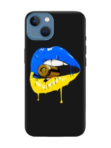 Матовий чорний чохол на Apple iPhone 13 :: Губи і патрон (принт 264)