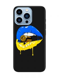 Матовий чорний чохол на Apple iPhone 13 Pro Max :: Губи і патрон (принт 264)
