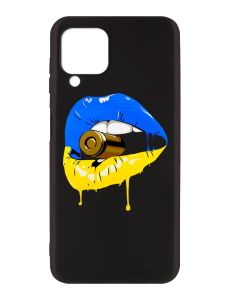 Матовий чорний чохол на Samsung Galaxy A12 :: Губи і патрон (принт 264)