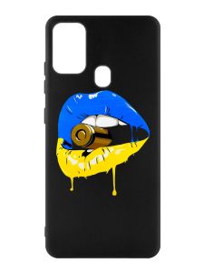 Матовий чорний чохол на Samsung Galaxy M30s/M21 :: Губи і патрон (принт 264)