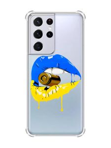 Чохол з потовщеними кутами на Samsung Galaxy S21 Ultra :: Губи і патрон (принт 264)