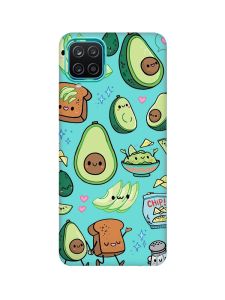 Матовий бірюзовий чохол на Samsung Galaxy A12 :: Милі авокадо каваї (принт 305)