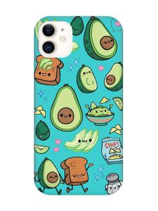 Матовий бірюзовий чохол на Apple iPhone 11 (6.1) :: Милі авокадо каваї (принт 305)