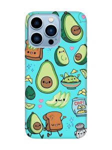 Матовий бірюзовий чохол на Apple iPhone 13 Pro Max :: Милі авокадо каваї (принт 305)