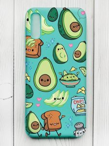 Матовий бірюзовий чохол на Xiaomi Redmi 9А :: Милі авокадо каваї (принт 305)