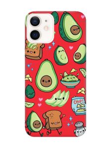 Матовий червоний чохол на Apple iPhone 12 / 12 Pro (6.1) :: Милі авокадо каваї (принт 305)