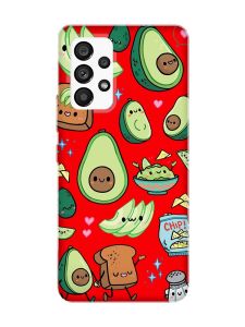 Матовий червоний чохол на Samsung Galaxy A53 4G/5G :: Милі авокадо каваї (принт 305)