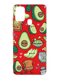 Матовий червоний чохол на Samsung Galaxy M30s/M21 :: Милі авокадо каваї (принт 305)