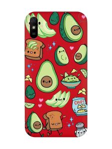 Матовий червоний чохол на Xiaomi Redmi 9A :: Милі авокадо каваї (принт 305)