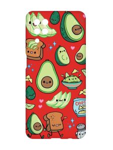 Матовий червоний чохол на Samsung Galaxy A12 :: Милі авокадо каваї (принт 305)