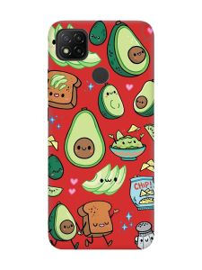 Матовий червоний чохол на Xiaomi Redmi 9C/10A :: Милі авокадо каваї (принт 305)