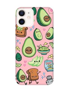 Матовий рожевий чохол на Apple iPhone 12 / 12 Pro (6.1) :: Милі авокадо каваї (принт 305)