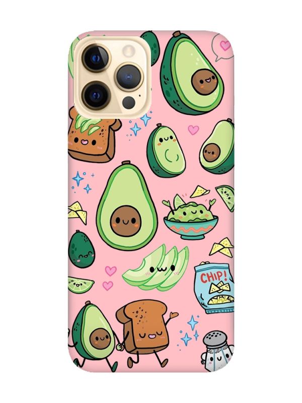 Матовий рожевий чохол на Apple iPhone 12 Pro Max :: Милі авокадо каваї (принт 305)