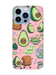 Матовий рожевий чохол на Apple iPhone 13 Pro Max :: Милі авокадо каваї (принт 305)