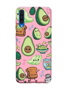 Матовий рожевий чохол на Samsung Galaxy A50 (2019) A505 :: Милі авокадо каваї (принт 305)