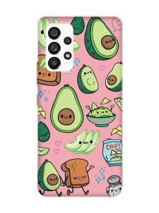 Матовий рожевий чохол на Samsung Galaxy A53 4G/5G :: Милі авокадо каваї (принт 305)