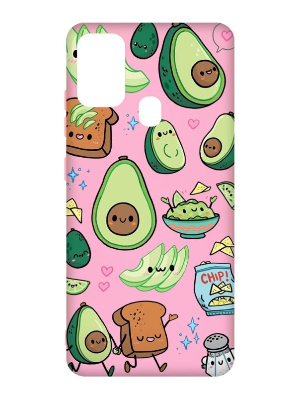 Матовий рожевий чохол на Samsung Galaxy M30s/M21 :: Милі авокадо каваї (принт 305)