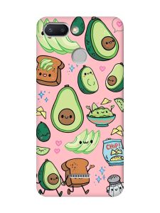 Матовий рожевий чохол на Xiaomi Redmi 6 :: Милі авокадо каваї (принт 305)