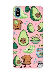Матовий рожевий чохол на Xiaomi Redmi 7A :: Милі авокадо каваї (принт 305)