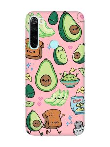 Матовий рожевий чохол на Xiaomi Redmi Note 8 :: Милі авокадо каваї (принт 305)