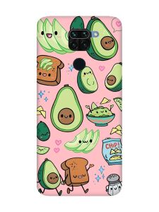 Матовий рожевий чохол на Xiaomi Redmi Note 9 :: Милі авокадо каваї (принт 305)