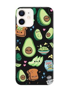 Матовий чорний чохол на Apple iPhone 12 / 12 Pro (6.1) :: Милі авокадо каваї (принт 305)