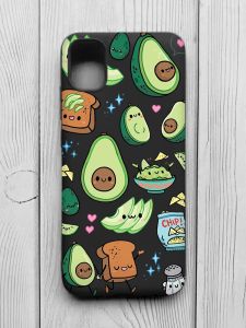 Матовий чорний чохол на Samsung Galaxy A04E/A042 :: Милі авокадо каваї (принт 305)