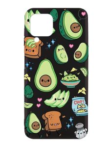 Матовий чорний чохол на Samsung Galaxy A12 :: Милі авокадо каваї (принт 305)