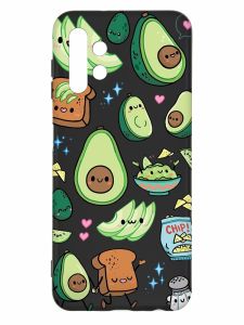 Матовий чорний чохол на Samsung Galaxy A13 4G :: Милі авокадо каваї (принт 305)