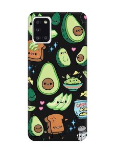 Матовий чорний чохол на Samsung Galaxy A31 :: Милі авокадо каваї (принт 305)