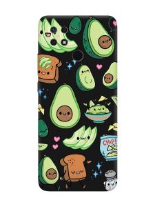 Матовий чорний чохол на Xiaomi Redmi 10C :: Милі авокадо каваї (принт 305)