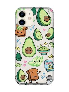 Прозорий чохол на iPhone 12 mini :: Милі авокадо каваї (принт 305)