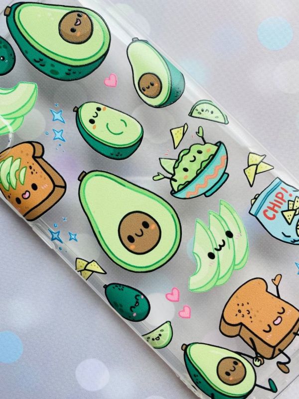 Прозорий чохол на Samsung Galaxy A12 4G :: Милі авокадо каваї (принт 305)