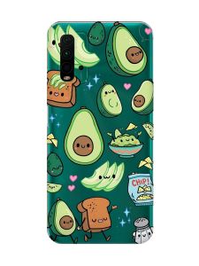 Прозорий чохол на Xiaomi Redmi 9T  :: Милі авокадо каваї (принт 305)