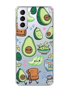 Чохол з потовщеними кутами на Samsung Galaxy S21 Plus :: Милі авокадо каваї (принт 305)