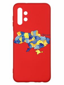 Матовий червоний чохол на Samsung A13 4G :: Карта України (принт 261)