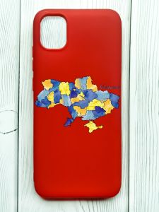 Матовий червоний чохол на Samsung Galaxy A04E/A042 :: Карта України (принт 261)