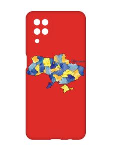 Матовий червоний чохол на Samsung Galaxy A12 :: Карта України (принт 261)
