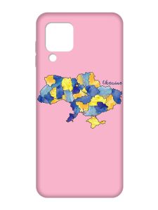 Матовий рожевий чохол на Samsung Galaxy A22 4G/M32/M22 :: Карта України (принт 261)