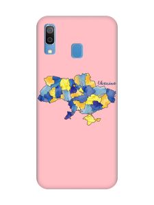 Матовий рожевий чохол на Samsung Galaxy A30 (2019) / A20 (2019) :: Карта України (принт 261)