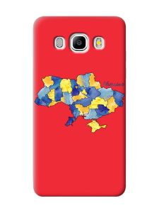 Матовий червоний чохол на Samsung Galaxy J5 (2016) J510 :: Карта України (принт 261)
