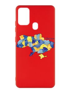 Матовий червоний чохол на Samsung Galaxy M30s/M21 :: Карта України (принт 261)
