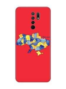 Матовий червоний чохол на Xiaomi Redmi 9 :: Карта України (принт 261)