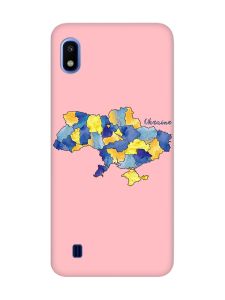Матовий рожевий чохол на Samsung Galaxy A10 (2019) A105 :: Карта України (принт 261)