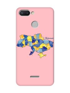 Матовий рожевий чохол на Xiaomi Redmi 6 :: Карта України (принт 261)