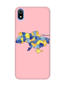Матовий рожевий чохол на Xiaomi Redmi 7A :: Карта України (принт 261)
