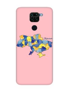 Матовий рожевий чохол на Xiaomi Redmi Note 9 :: Карта України (принт 261)