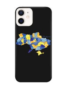 Матовий чорний чохол на Apple iPhone 12 / 12 Pro (6.1) :: Карта України (принт 261)